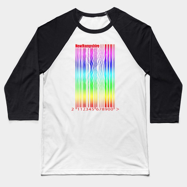 Rainbow barcode Baseball T-Shirt by New Hampshire Magazine